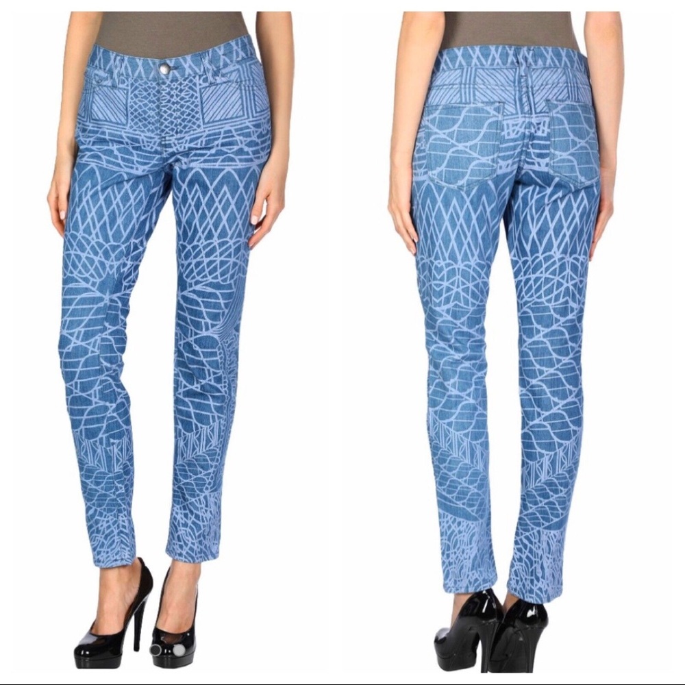 Current/Elliott Classic Blue Skinny Jeans with Rhinestone Details
